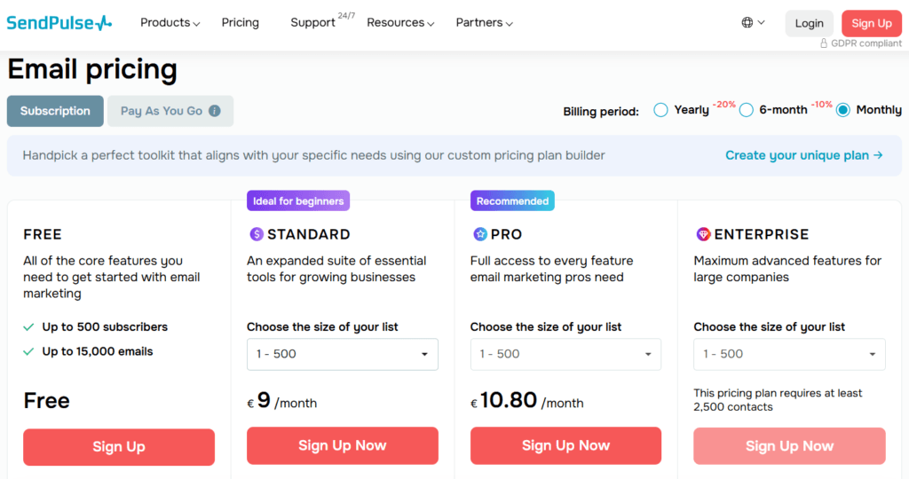 SendPulse price SendPulse price - best email marketing